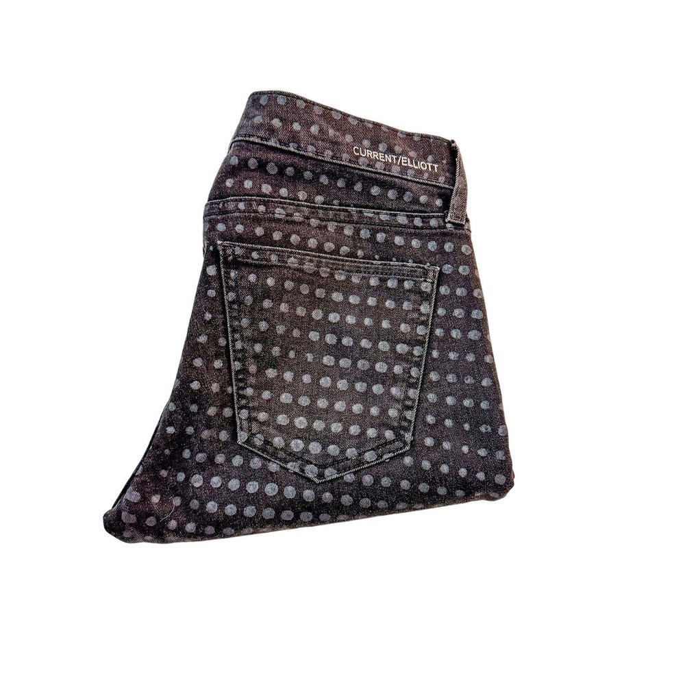 Current Elliott The Stiletto Black Polka Dot Skinny Denim Jeans Size 27